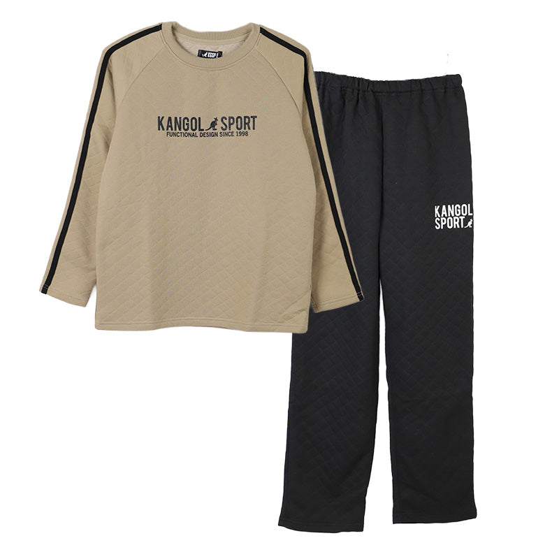 キルト パジャマ 男の子 子供 冬 キッズ ジュニア スウェット 上下セット 130 140 150 160 カンゴール kangol あったか 通学 スポーツ ボーイズ セットアップ カジュアル 黒 ブラック グレー ベージュ 部屋着 スポーティ (在庫限り)