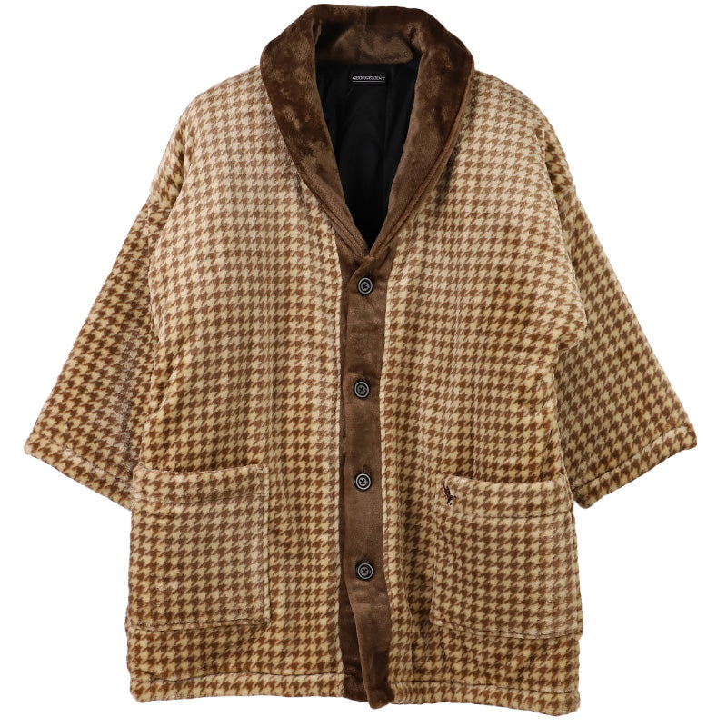 はんてん 半纏 メンズ 羽織 羽織り ふわもこ 冬 大人 暖かい 防寒 M L LL 冬用 ルームウェア あたたかい あったかい ガウン感 秋冬 あったか 防寒 ルームウェア 部屋着 羽織 千鳥柄 おしゃれ チャコールグレー ブラウン 中わた入り 軽量 GEORGE KENT 男性用 ギフト
