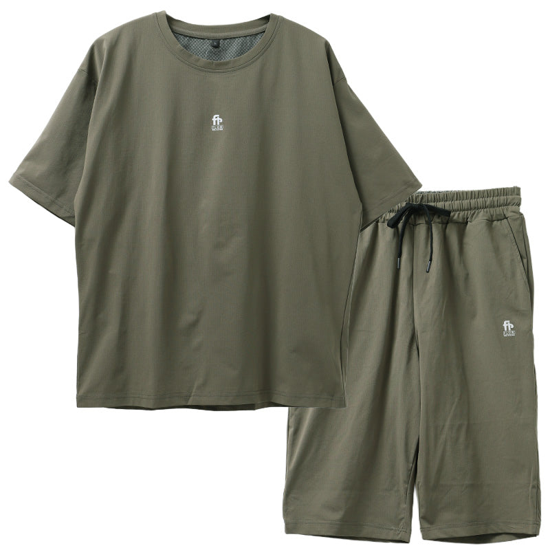 TERAX テラックス 遠赤外線 メンズ ルームウェア 上下セット 半袖 ハーフパンツ ストレッチメッシュ M L LL パジャマ 部屋着 紳士 通気性 背当て 腰当て ポケット付き 春 夏 秋 冷房対策 リラックスウェア ナイトウェア ゆったり リカバリー