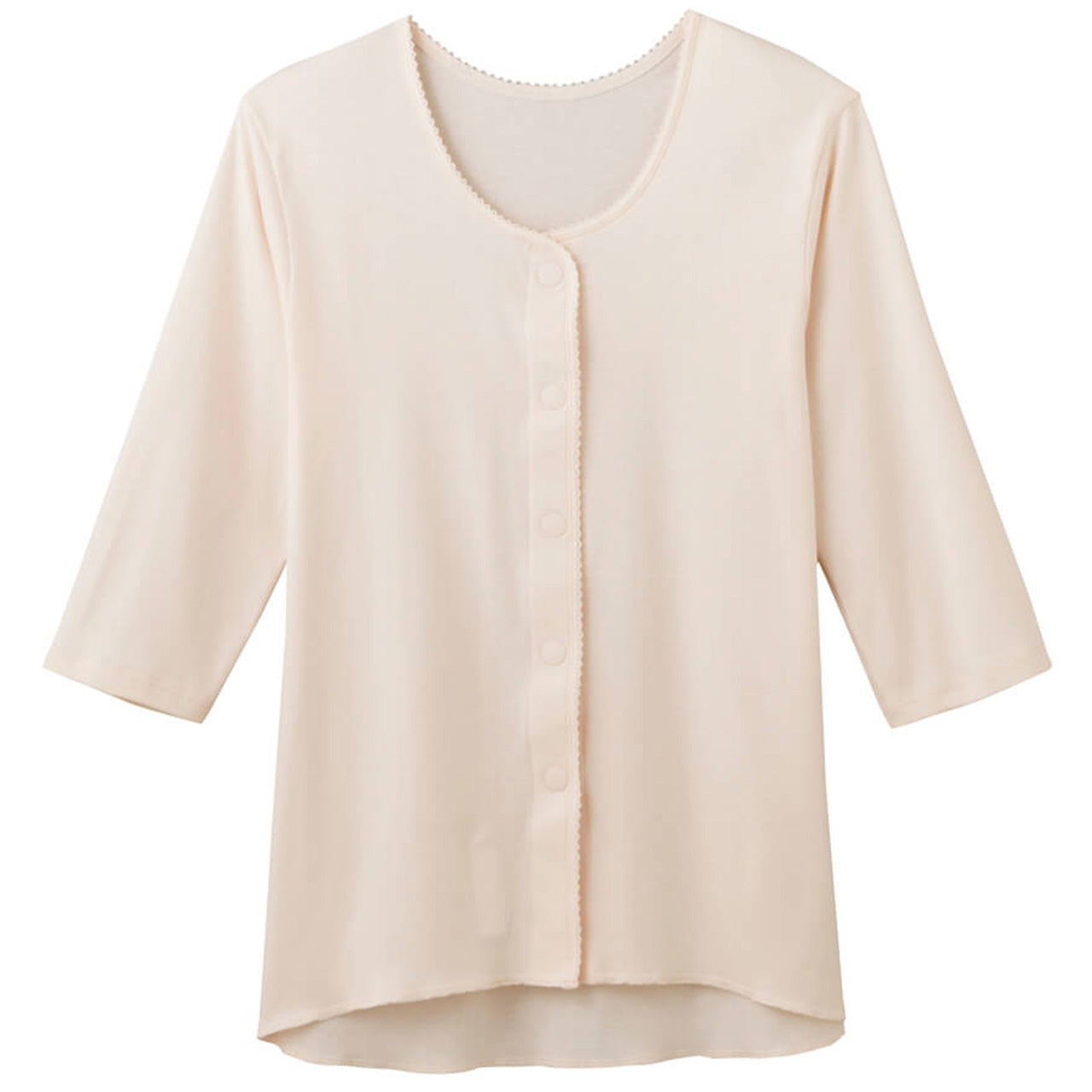 グンゼ 愛情らくらく 7分袖ワンタッチインナー フライス(前開き) S~LL (GUNZE レディース 綿100%) (在庫限り)