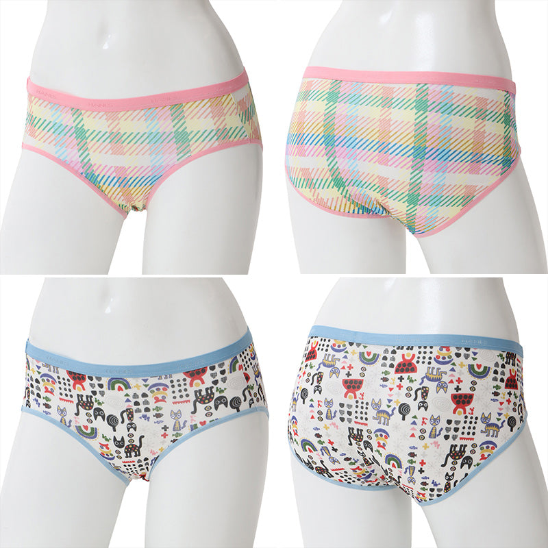 ショーツ レディース セット 2枚組 ヘインズ コットン 綿素材 浅履き インナー パンツ かわいい ポップ 柄 M (hanes 下着 女性 ウィメンズ 黄色 イエロー ピンク 水色 グリーン M) (在庫限り)