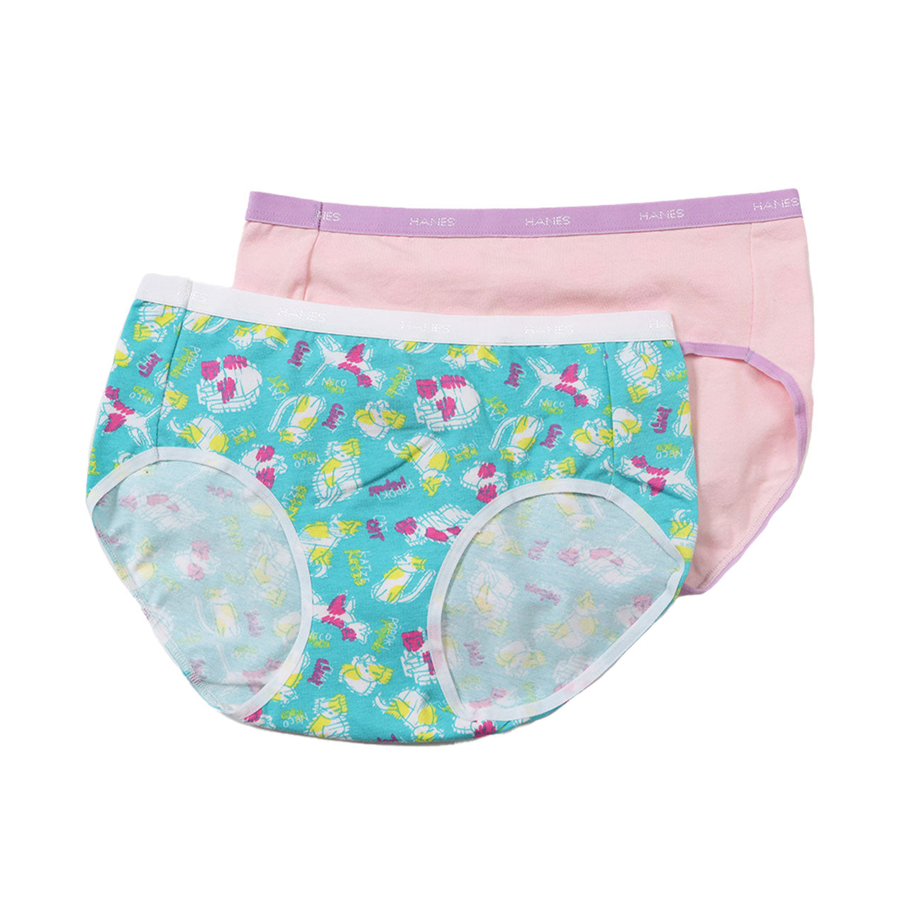 ショーツ レディース セット 2枚組 ヘインズ コットン 綿素材 浅履き インナー パンツ かわいい ポップ 柄 M (hanes 下着 女性 ウィメンズ 黄色 イエロー ピンク 水色 グリーン M) (在庫限り)