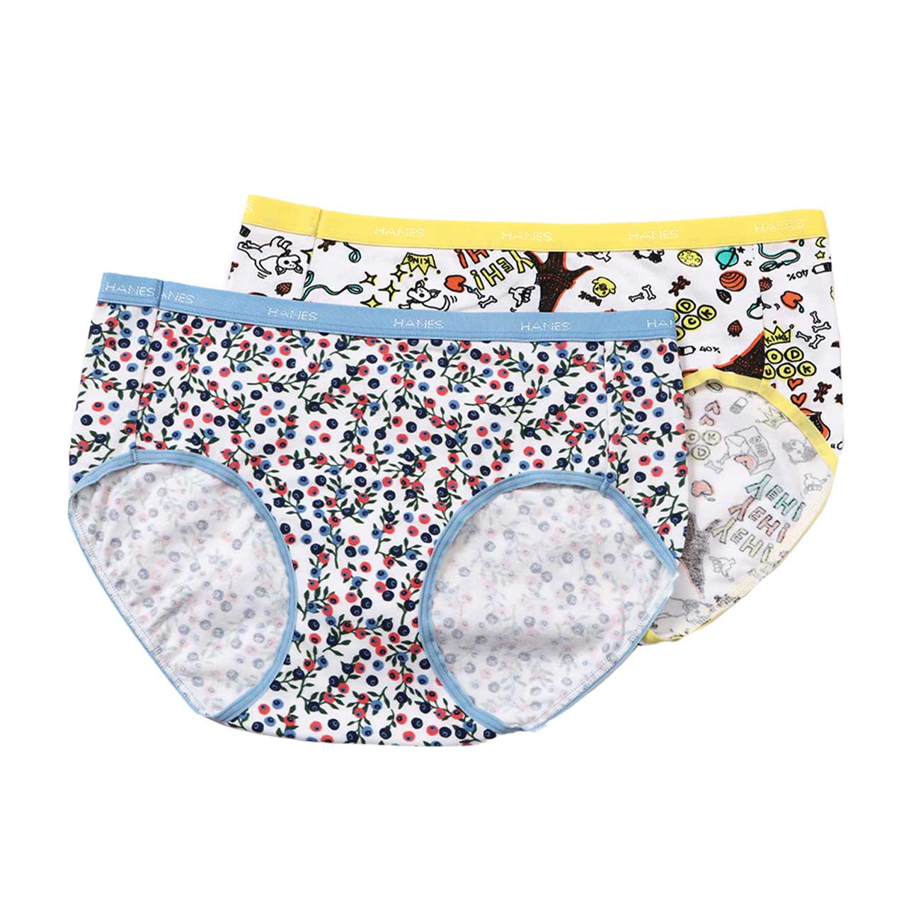 ショーツ レディース セット 2枚組 ヘインズ コットン 綿素材 浅履き インナー パンツ かわいい ポップ 柄 M (hanes 下着 女性 ウィメンズ 黄色 イエロー ピンク 水色 グリーン M) (在庫限り)