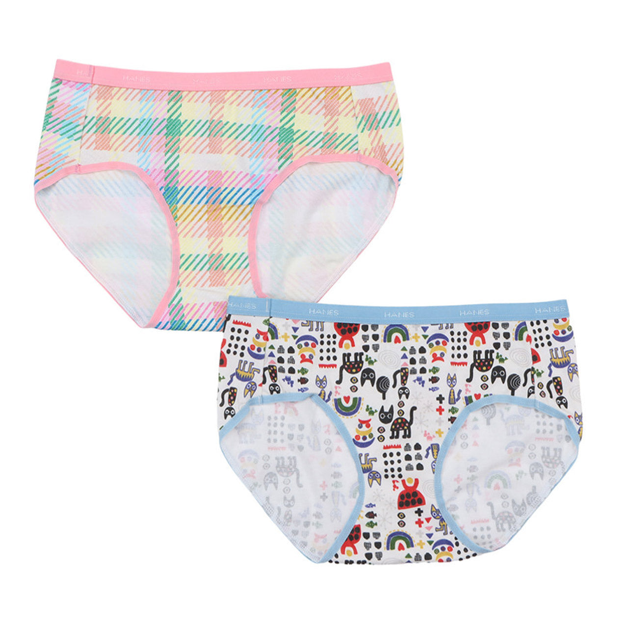 ショーツ レディース セット 2枚組 ヘインズ コットン 綿素材 浅履き インナー パンツ かわいい ポップ 柄 M (hanes 下着 女性 ウィメンズ 黄色 イエロー ピンク 水色 グリーン M) (在庫限り)