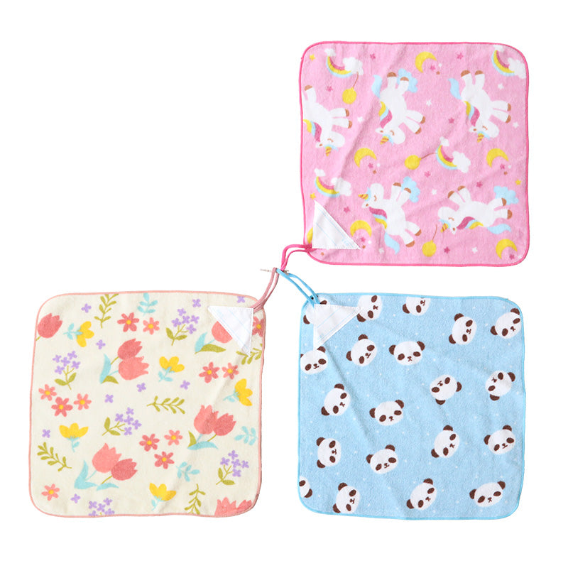 ループタオル タオル ハンドタオル タオルハンカチ 保育園 幼稚園 綿100% キッズ 約30×30cm ウォッシュタオル 子供用ループ付タオル ハンカチ 入園 名前