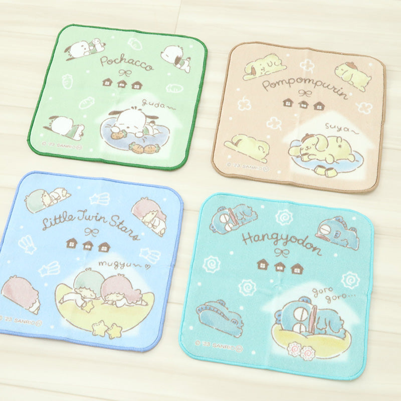 ハンドタオル タオル サンリオ ハンカチ キャラクター キッズ 子供 保育園 幼稚園 小学生 約20×20cm 景品 ギフト 粗品 プチハンドタオル ウォッシュタオル おしぼりタオル 子供用タオル 入園