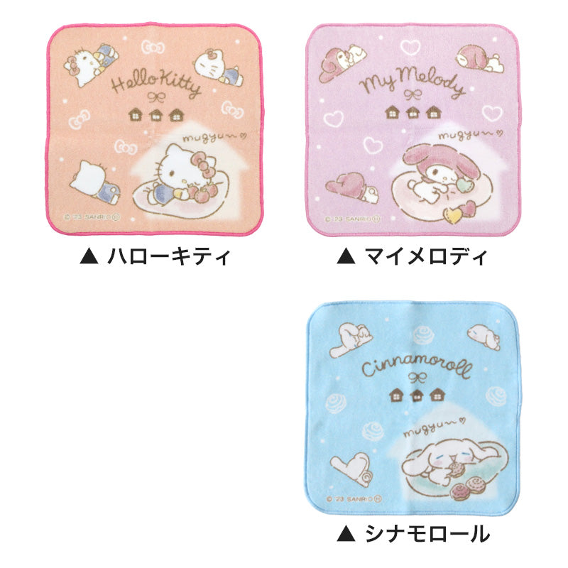 ハンドタオル タオル サンリオ ハンカチ キャラクター キッズ 子供 保育園 幼稚園 小学生 約20×20cm 景品 ギフト 粗品 プチハンドタオル ウォッシュタオル おしぼりタオル 子供用タオル 入園
