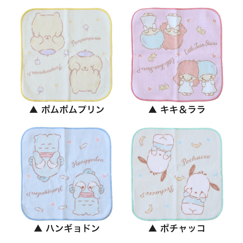 ハンドタオル タオル サンリオ ハンカチ キャラクター キッズ 子供 保育園 幼稚園 小学生 約20×20cm 景品 ギフト 粗品 プチハンドタオル ウォッシュタオル おしぼりタオル 子供用タオル 入園