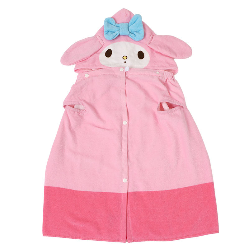 綿100% フード付きラップタオル 巻きタオル キッズ プールタオル 子供 女の子 約60×115cm サンリオ キャラクター 2way バスタオル お着替えタオル 水泳 スイミング 海水浴 水遊び 湯上り お風呂 名前タグ付き 保育園 幼稚園 小学生 学校