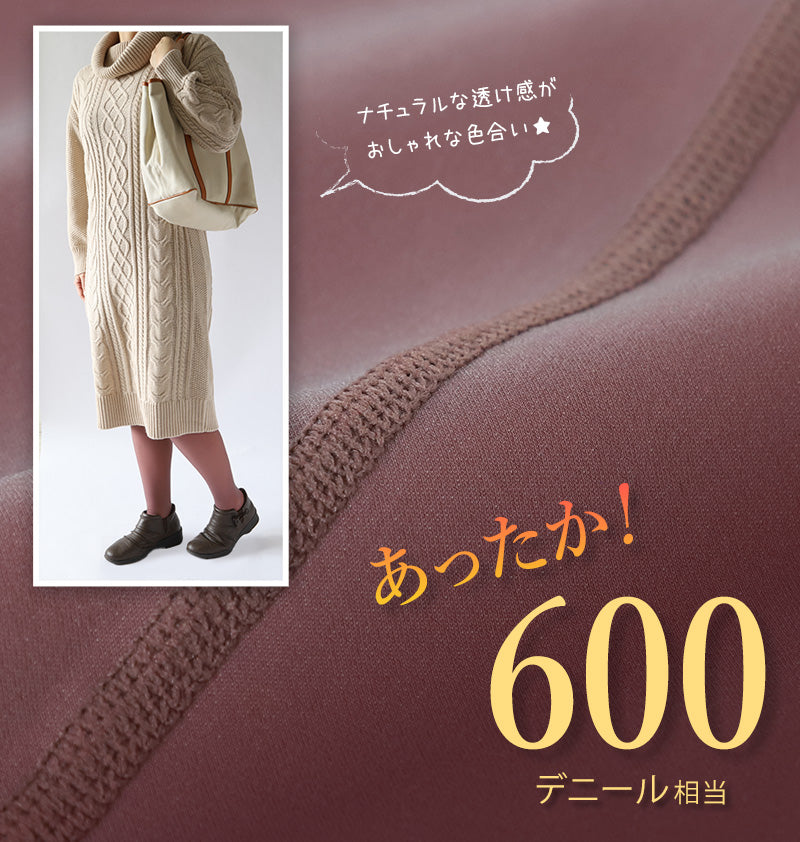 タイツ レディース フェイクタイツ 600デニール 暖かい 黒 グレー ベージュ M-L・L-LL ストッキング カラータイツ 透け感 婦人 裏ベージュ パンスト パンティストッキング 冬