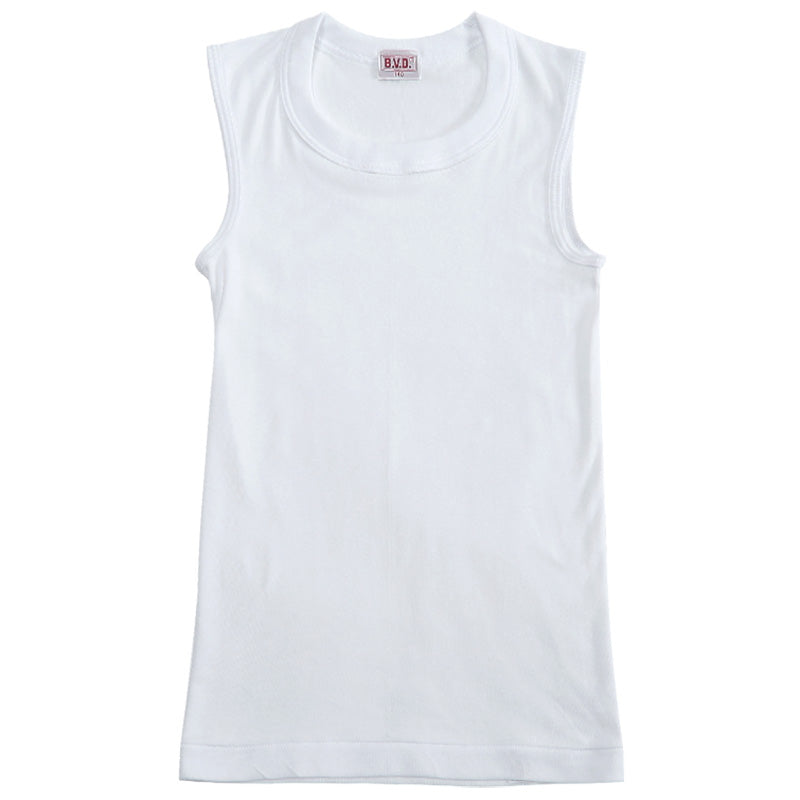 BVD 子ども 男の子 スリーブレス シャツ 綿100% 130~160cm (ボーイズ ランニング インナー  丸首 下着 男子 男児 キッズ 白 ホワイト コットン 130 140 150 160) (在庫限り)