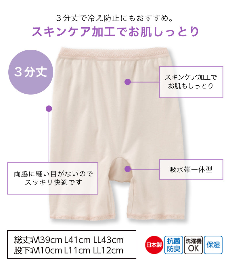 Suteteko 婦人 20cc対応 安心快適3分丈ショーツ M~LL (軽失禁 尿漏れ レディース パンティー 失禁パンツ 失禁ショーツ 吸水 保湿) (在庫限り)