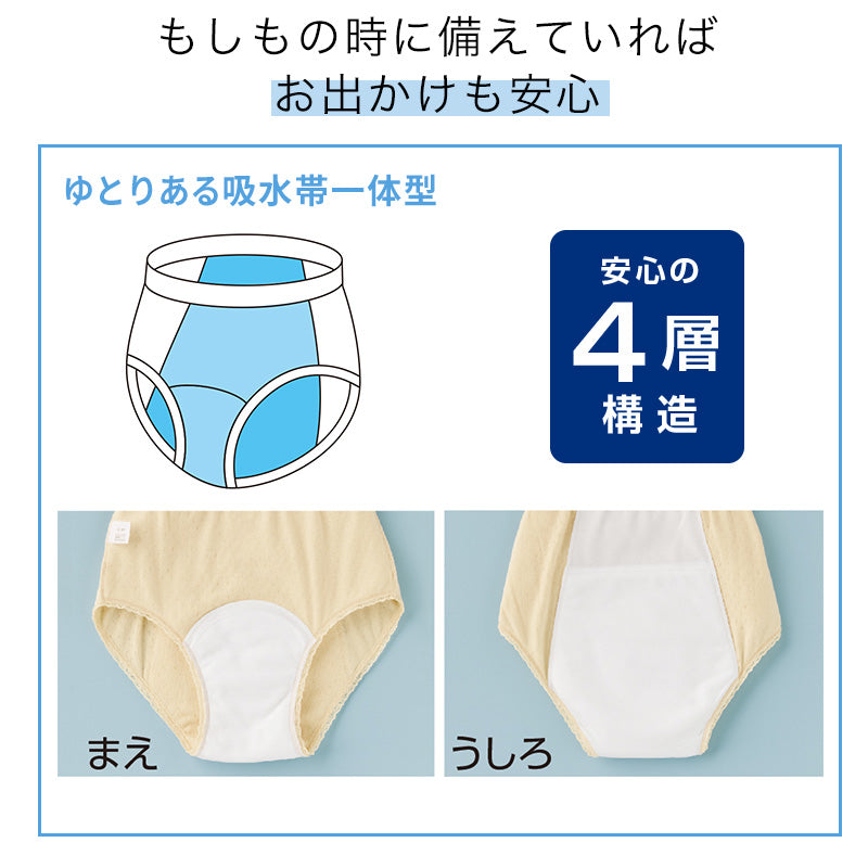 吸水ショーツ パッド付き 漏れ防止 綿100 日本製 3枚組 M~LL 介護用 失禁パンツ 失禁ショーツ 吸水 大失禁 尿漏れ おねしょ オムツ コットン (送料無料) (取寄せ)
