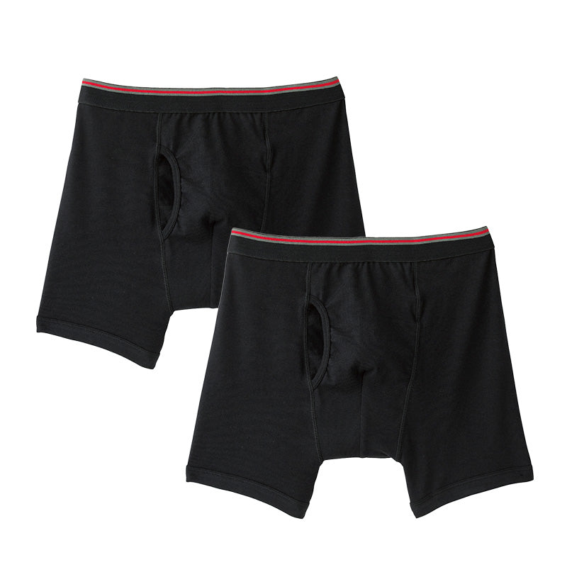 吸水ボクサーブリーフ 前あき 2枚組 綿 M~LL 介護用 失禁パンツ 中失禁 軽失禁 尿漏れ 吸水シート付き 尿漏れ おねしょ オムツ コットン (取寄せ)