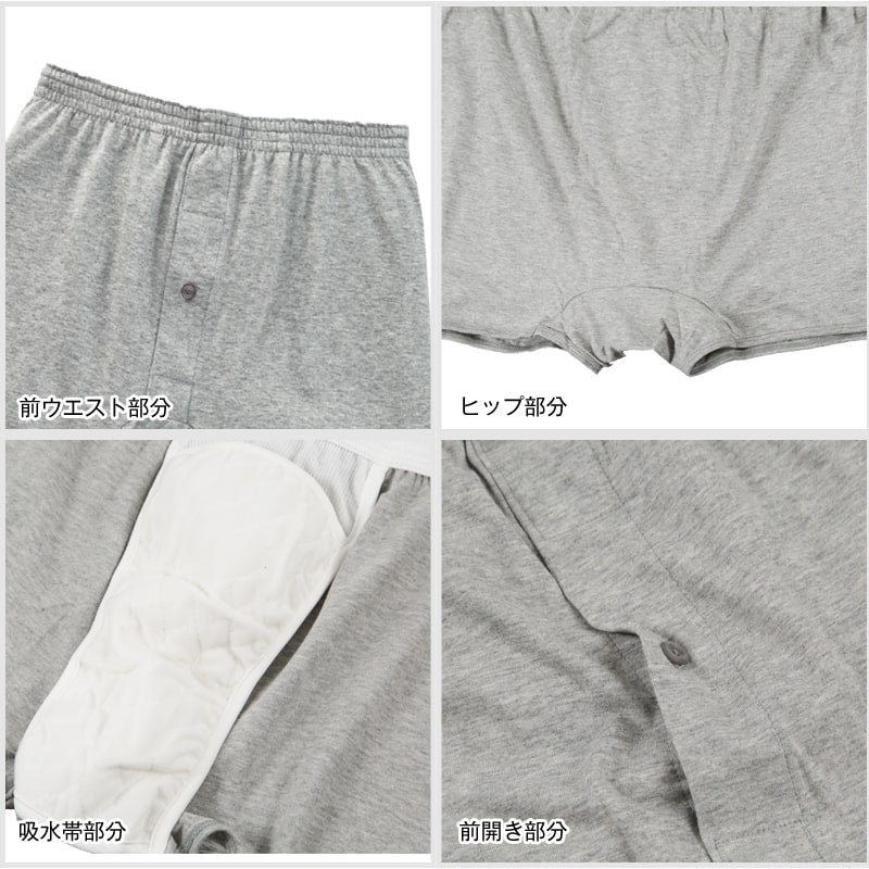 Suteteko 紳士 30cc対応 安心快適ニットトランクス 前あき M~LL (中失禁 軽失禁 尿漏れ メンズ 失禁パンツ 吸水シート付き) (取寄せ)