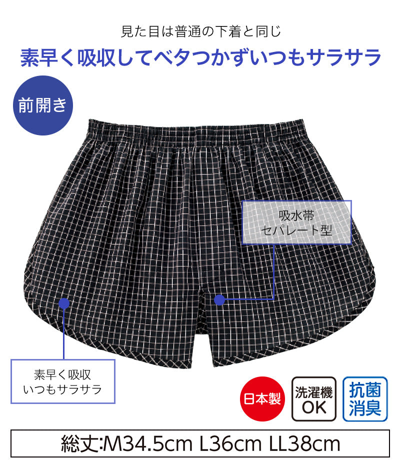 Suteteko 紳士 80cc対応 安心快適トランクス M~LL (中失禁 大失禁 尿漏れ メンズ 失禁パンツ 日本製) (取寄せ)