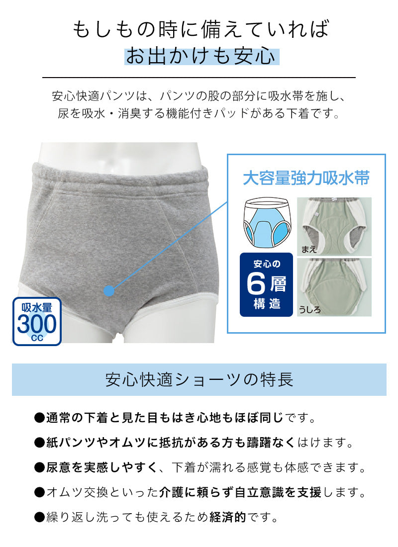Suteteko 紳士 300cc対応 安心快適ブリーフ 前とじ M~LL (大失禁 尿漏れ メンズ 失禁パンツ 日本製)(送料無料) (取寄せ)