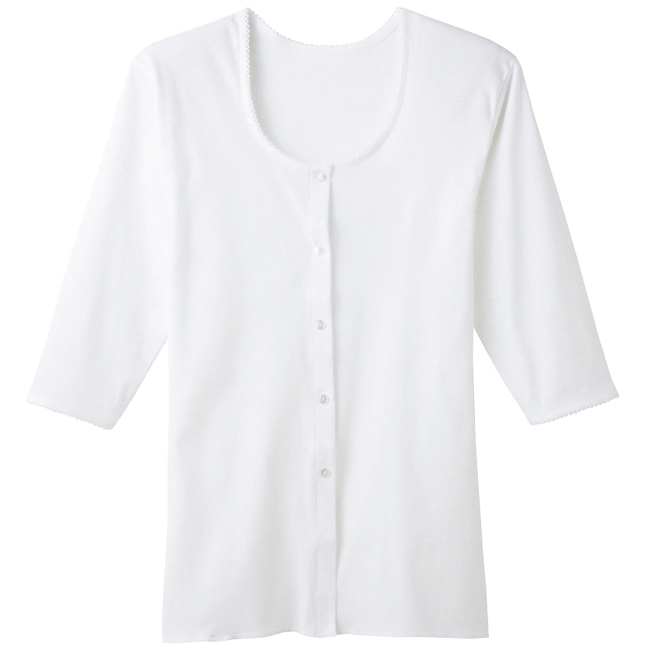 グンゼ 快適工房 婦人 7分袖 前開き 肌着 シャツ S~L レディース 綿100% 長袖 女性 下着 インナー ボタン付き コットン 白 ベージュ 日本製 S M L GUNZE