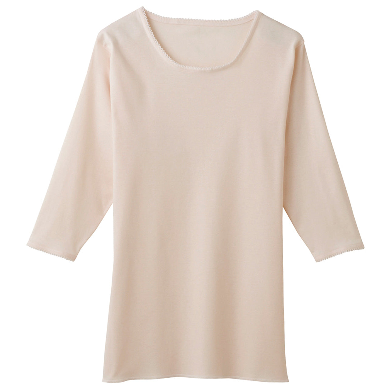 グンゼ 快適工房 婦人 7分袖丸首シャツ LL (レディース スリーマー GUNZE 綿100% クルーネック 女性 下着 肌着 インナー 白 ベージュ やわらか 日本製 大きいサイズ)