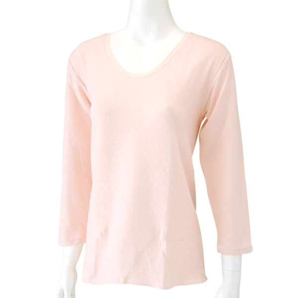 綿混キルト 8分袖スリーマ M~LL 婦人用 肌着 下着 女性 インナー 綿混 秋 冬用 暖かい 長袖