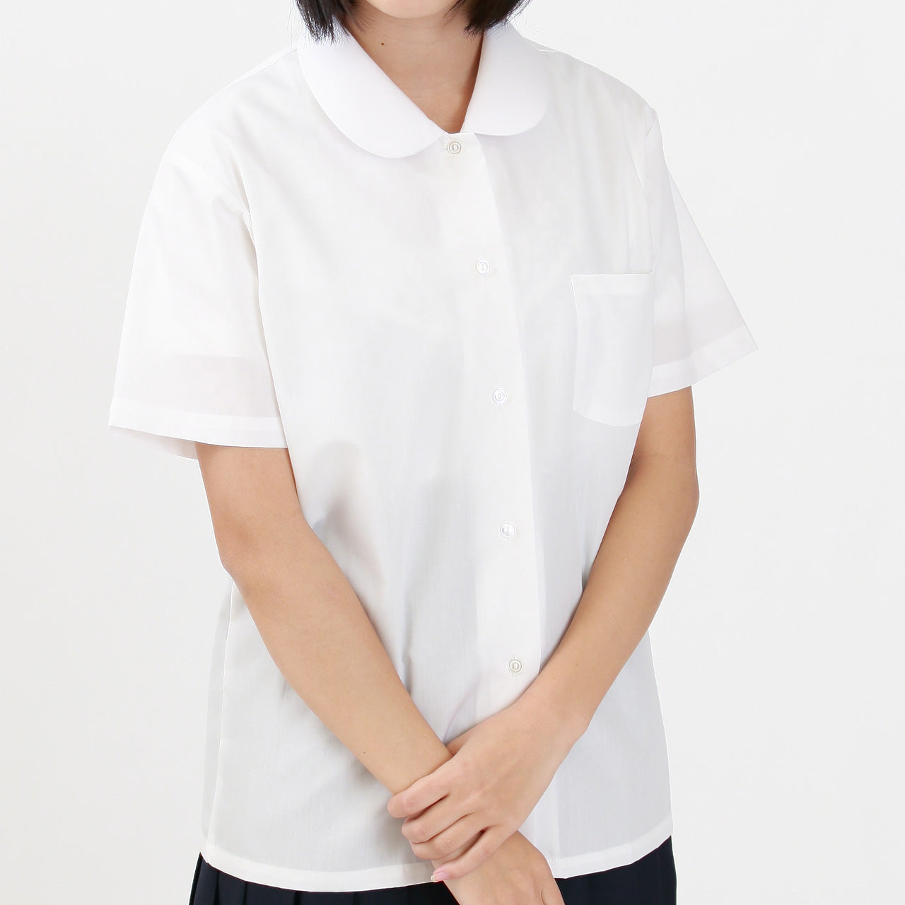 学生服 形態安定 女子 丸衿半袖ブラウス 155cmA~175cmA・150cmB~170cmB (在庫限り)