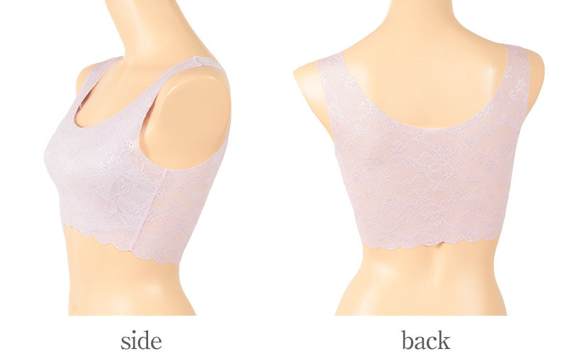 グンゼ Tuche LacyAir ハーフトップ M~LL (レディース インナー ノンワイヤー ブラジャー 胸パッド付 総レース ひびきにくい GUNZE) (在庫限り)
