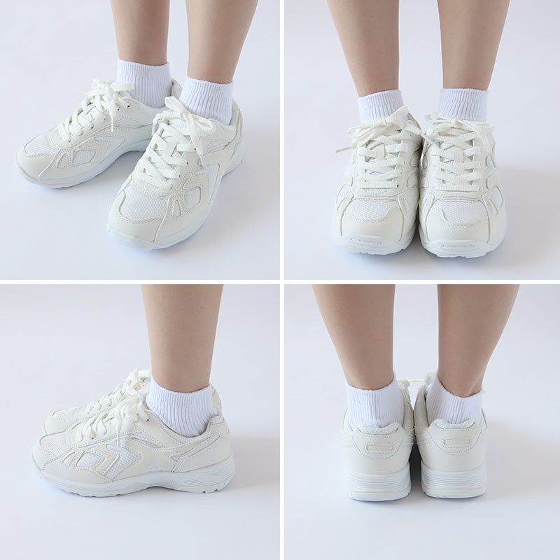 通学履き 外履き グランドシューズ スクールシューズ スニーカー 子供靴 通学 紐靴 22cm~30cm ラッキーベル ベルフィールド60 白スニーカー 学校 小学校 中学校 高校 靴 白 白靴 シンプル (送料無料)