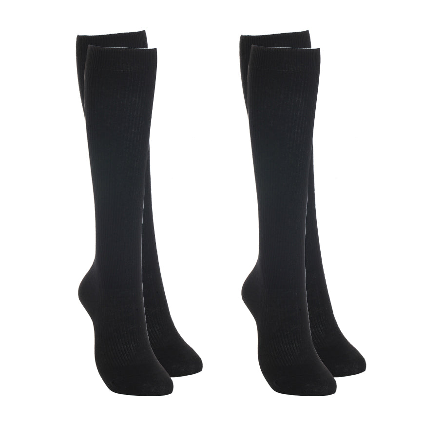 アツギ ハイソックス レディース 36cm丈 2足組 22-24cm・24-26cm 靴下 無地 黒 紺 通勤 ソックス 着圧 着圧ソックス ビジネスソックス 女性