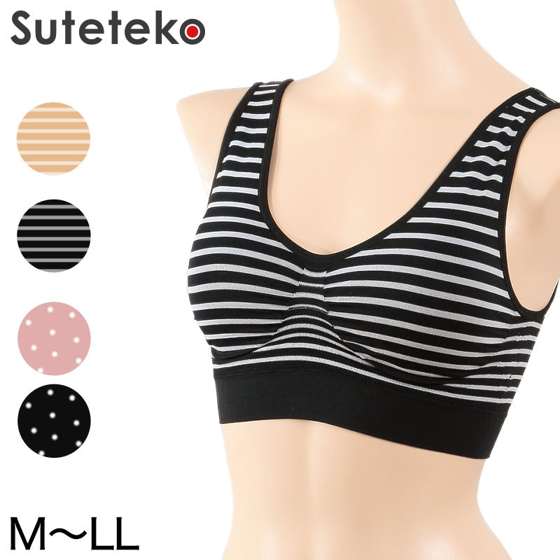 ノンワイヤー ブラジャー レディース ハーフトップ ストレッチ M