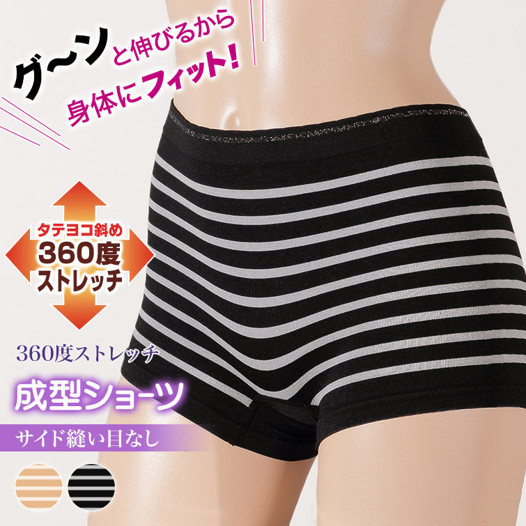 【3枚セット】GIOIA 成型ショーツ ラーパン M~LL (婦人 インナー 下着 1分丈ショーツ サイド縫い目なし)