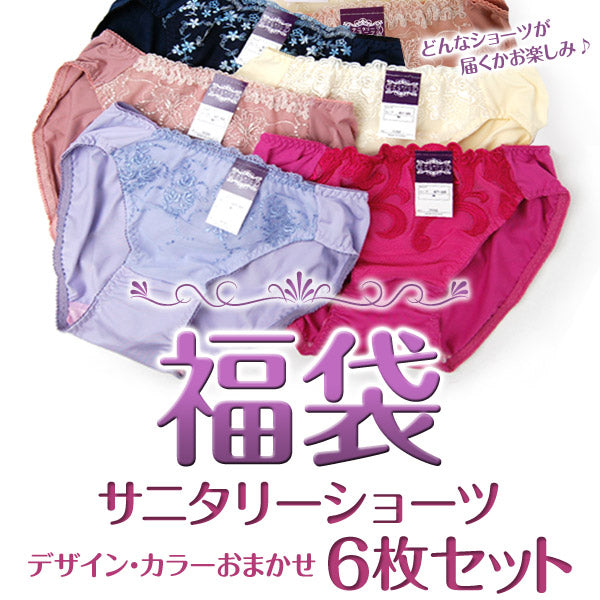 レディース デザインおまかせ サニタリーショーツ 6枚セット 3L~5L (レディース パンツ 大きいサイズあり 福袋) (在庫限り)