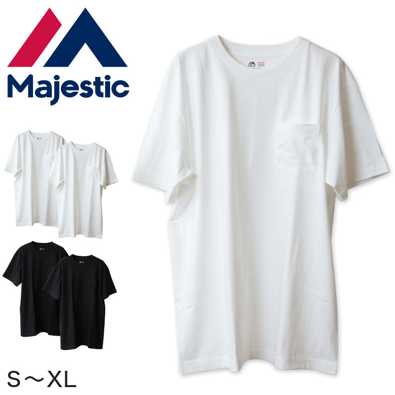 Tシャツ メンズ 半袖 インナー シャツ ポケット 2枚組 S~XL tシャツ 綿100% トップス 厚地 クルーネック 無地 黒 (在庫限り)