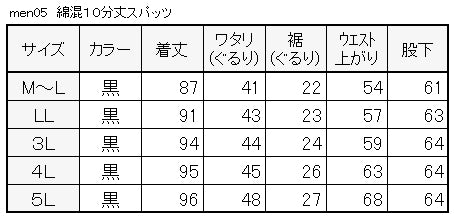 スパッツ 10分丈 綿 M-L~5L (レギンス 大きいサイズ 3l レディース スポーツ インナー 黒 中学生 高校生)