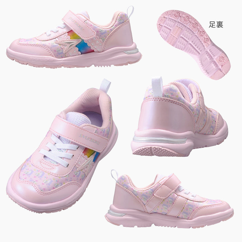 瞬足 スニーカー 女児 アキレス 運動靴 曲がりやすい コーナリング 軽量 16cm~23cm (ジュニア 子供 キッズ 通学靴 学校 小学生 中学生 ピンク 水色 むらさき 17cm 18cm 19cm 20cm 21cm 22cm) (送料無料) (在庫限り)