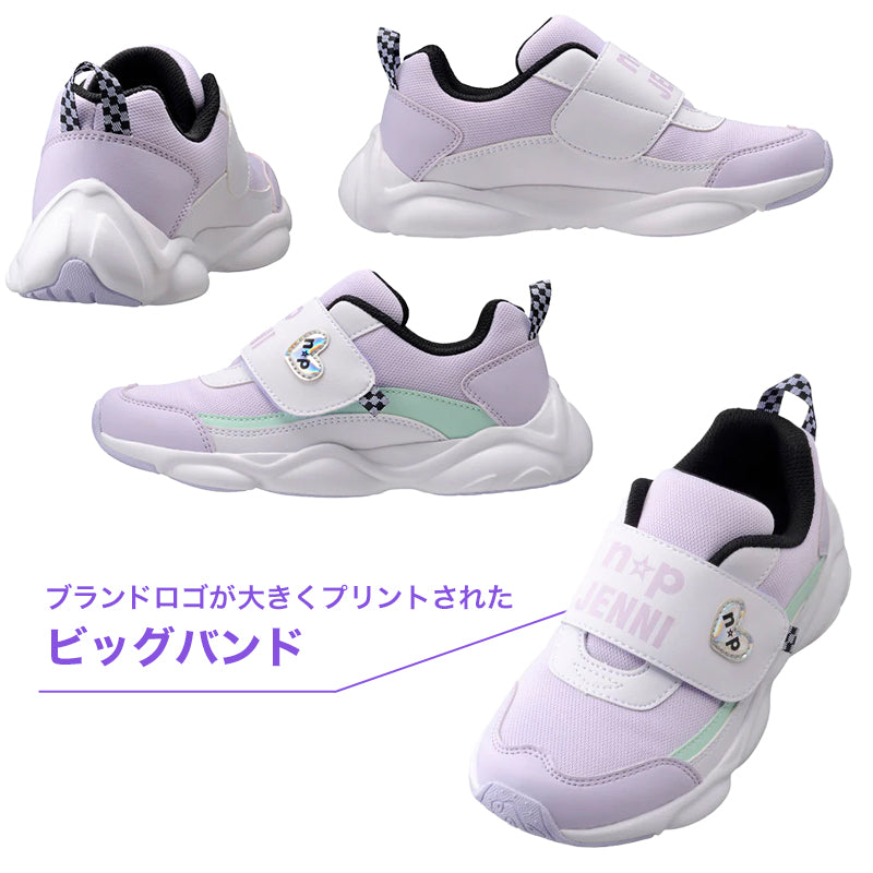 キッズ スニーカー 女の子 小学生 靴 子供 ブランド ニコプチ スクール おしゃれ 可愛い 19cm~24cm ジュニア 学校 軽い 軽量 ジェニィ JENNI かわいい 白 水色 緑 (送料無料) (在庫限り)