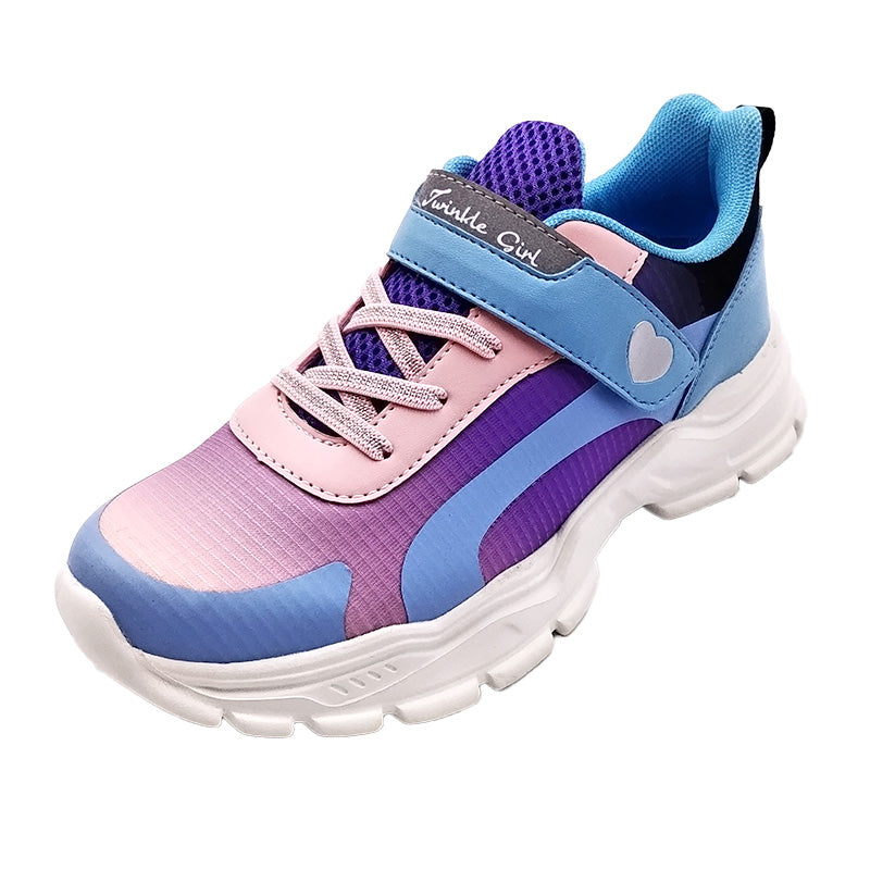 スニーカー キッズ 女の子 子供靴 女児 軽い 軽量スニーカー シューズ 19cm~24cm ピンク 紫 学校 小学生 中学生 運動靴 ジュニア 子供 20cm 21cm 21.5cm 22cm 22.5cm 23.5cm (送料無料) (取寄せ)