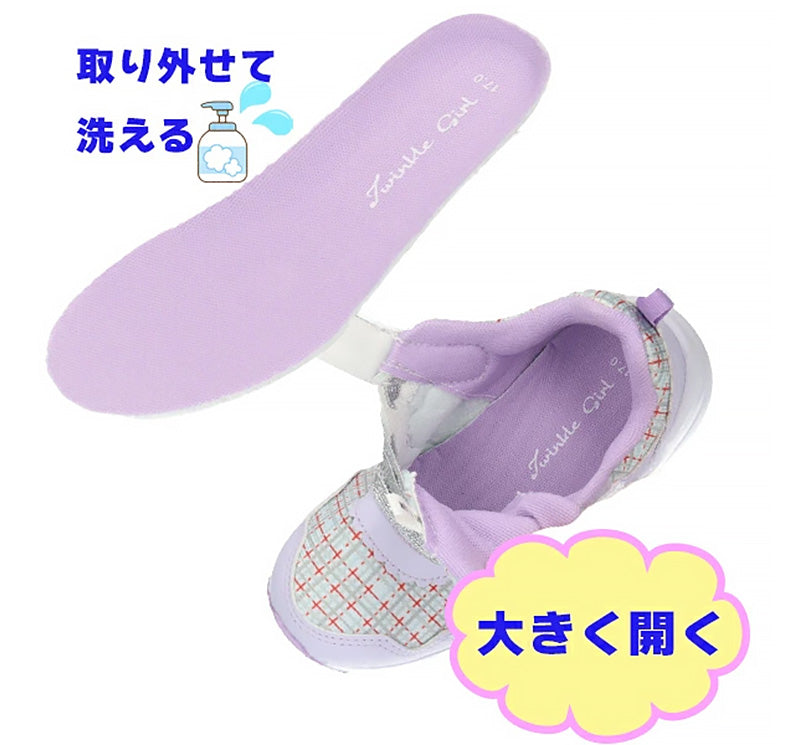スニーカー キッズ 女の子 靴 子供 女児 子ども 光る 光るスニーカー むらさき ベージュ 16cm 17cm 18cm 19cm 通学 子供用 ジュニア 小学生 かわいい 通学靴 登校 (送料無料) (取寄せ)