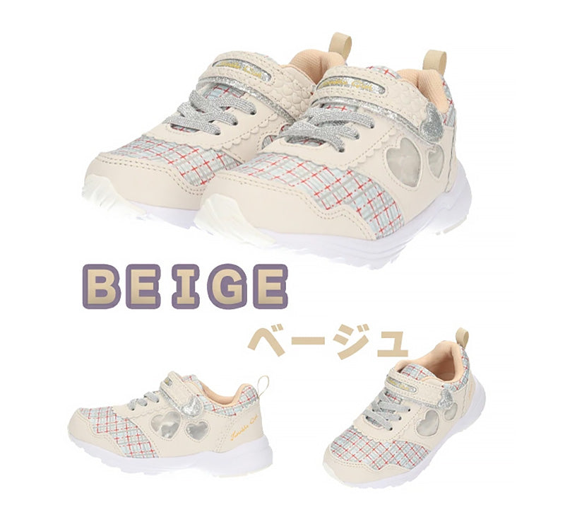 スニーカー キッズ 女の子 靴 子供 女児 子ども 光る 光るスニーカー むらさき ベージュ 16cm 17cm 18cm 19cm 通学 子供用 ジュニア 小学生 かわいい 通学靴 登校 (送料無料) (取寄せ)