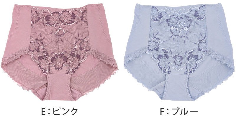 福助 満足 ガードルショーツ お腹 ヒップアップ やや深履き M~LL レディース 下着 補正 パンツ 深ばき 補整 インナー 引き締め レース 花柄