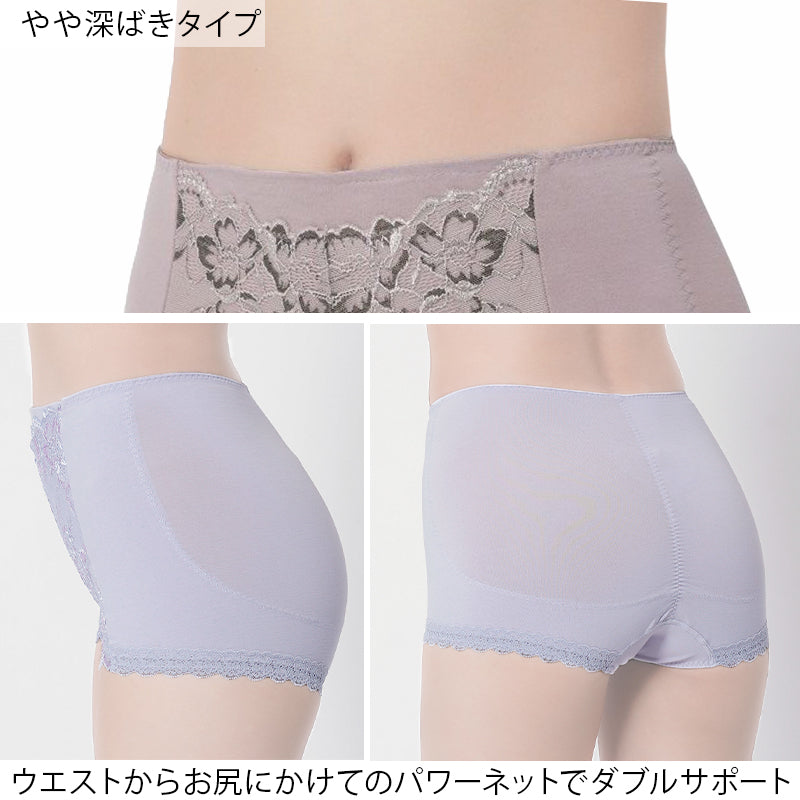 満足 ヒップアップ 1分丈 ショーツ M~LL 福助 fukusuke ふくすけ ショーツガードル お腹 引き締め インナー 下着 パンツ パンティ 一分丈 食い込み 花柄 フラワー