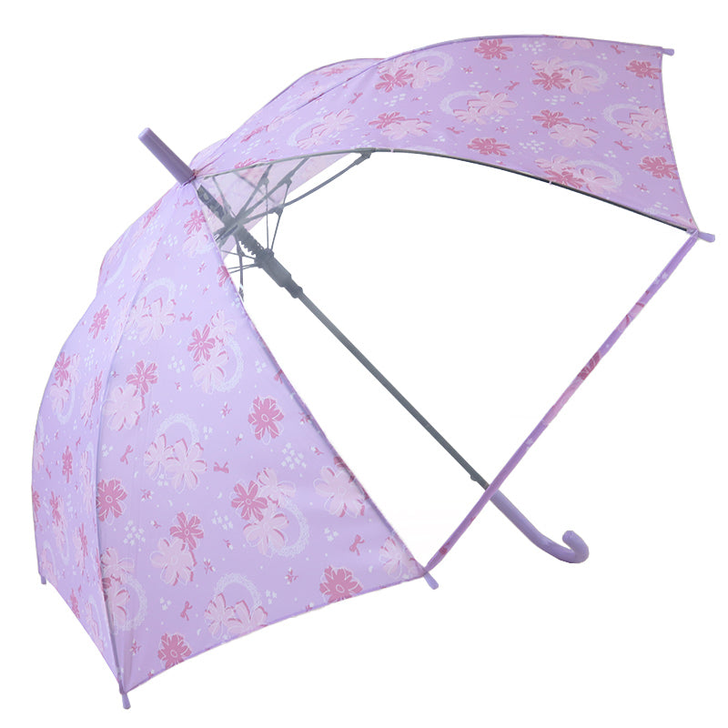 傘 子供用 キッズ 女の子 小学生 子供 かわいい 女子 55cm 58cm 女児 子供 ジュニア 軽量 花柄 雨具 丈夫 紫 おしゃれ スクール 小学校 学校 (在庫限り)