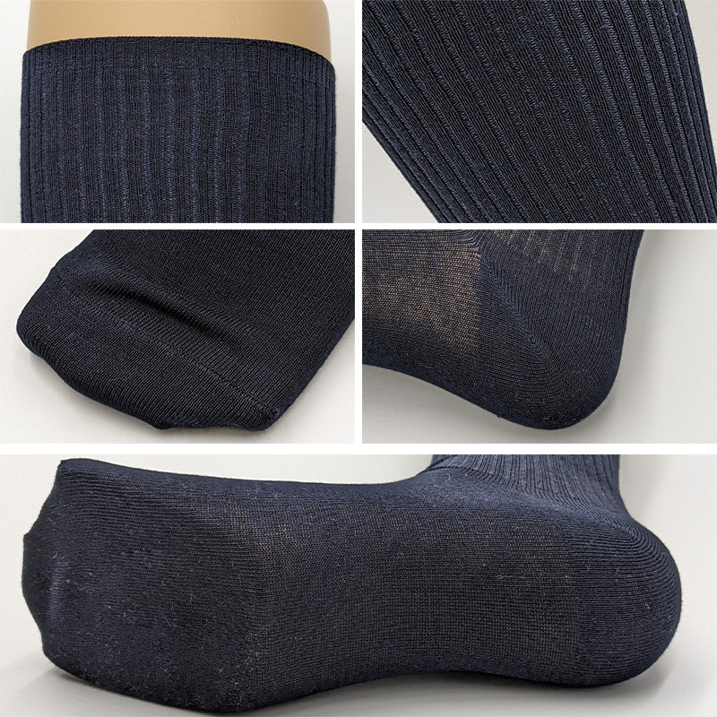 満足 吸湿発熱ハイソックス メンズ 綿混 24-26cm 靴下 ビジネス 紳士 男性 あったか 冬 吸湿発熱 無地 リブ フクスケ