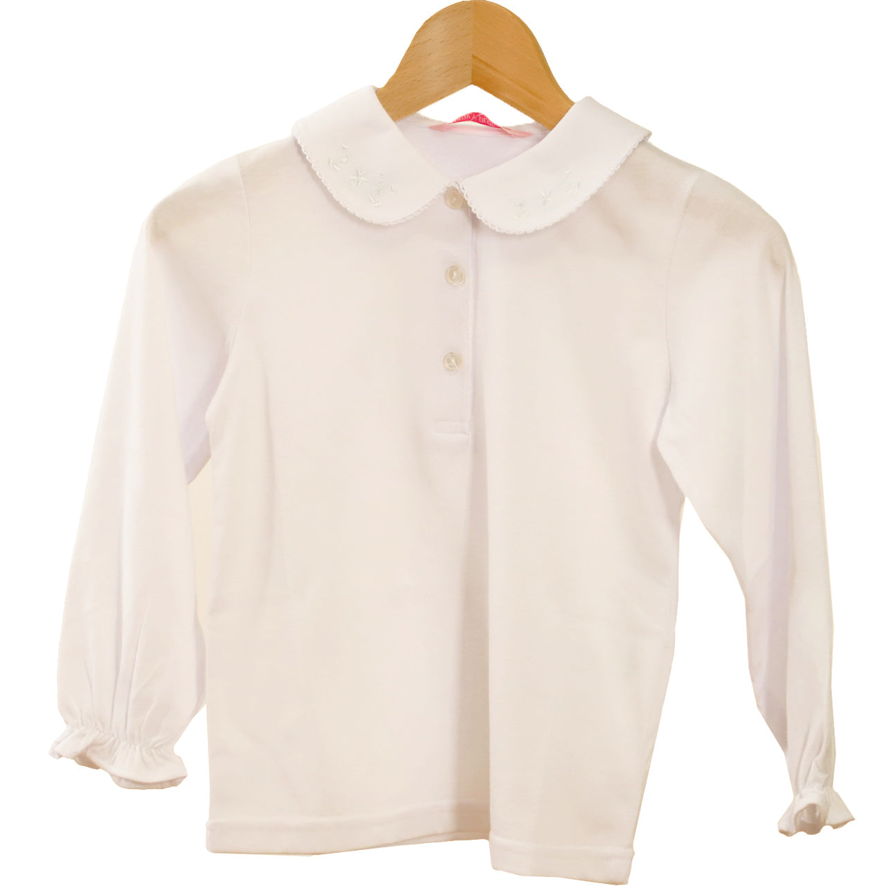 キッズ ブラウス 長袖 丸襟 女の子 子供 ニットシャツ ストレッチ 100cm~140cm フォーマル シャツ 子供服 襟 レース 刺繍 入園 入学 お受験 制服 学校用 通学 冠婚葬祭 100 110 120 130 140