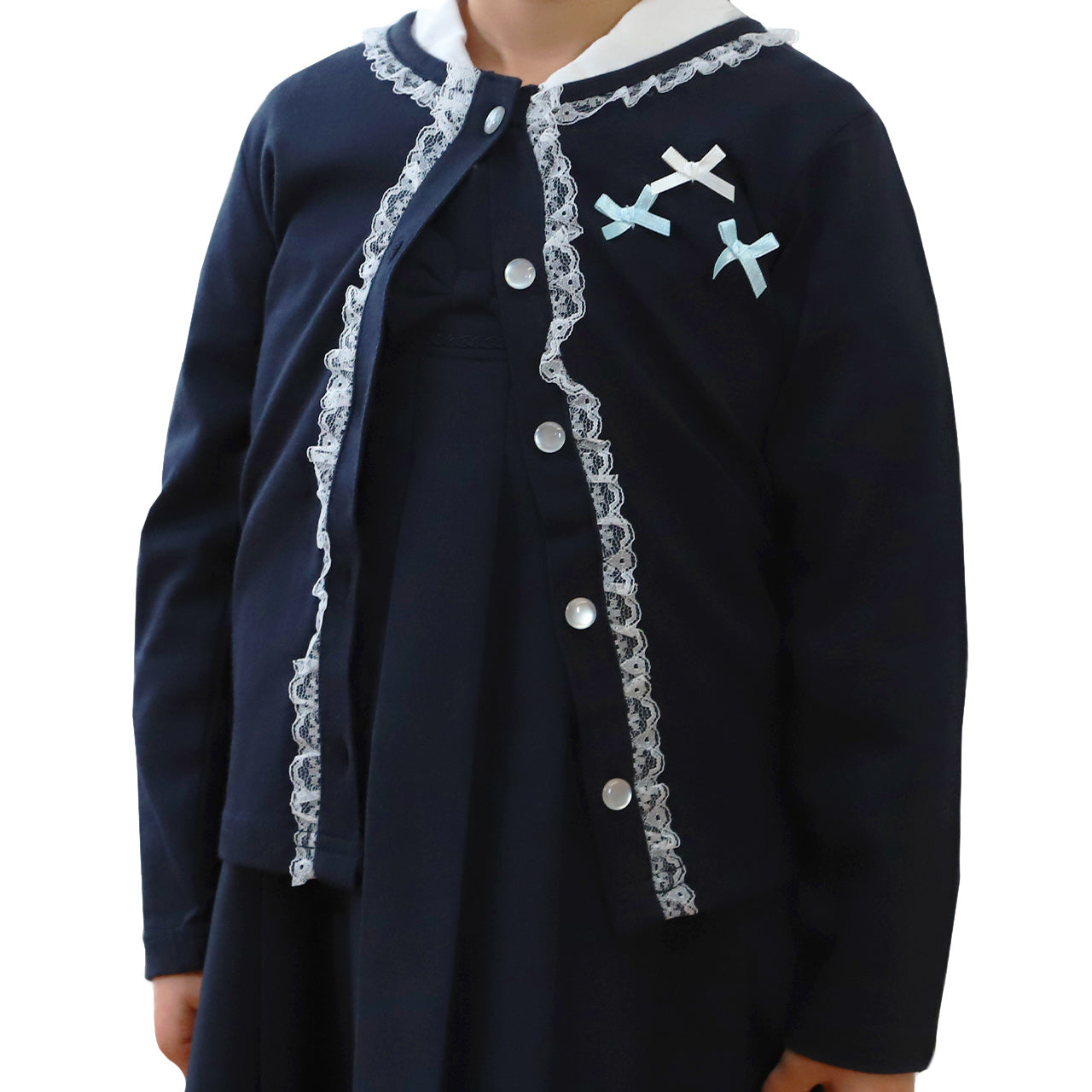 キッズ カーディガン リボンモチーフ フォーマル 女の子 100cm~130cm 入園 準備 入学 お受験 子供服 学校用 発表会 冠婚葬祭 女子 女児 スクール 100 110 120 130 (在庫限り)
