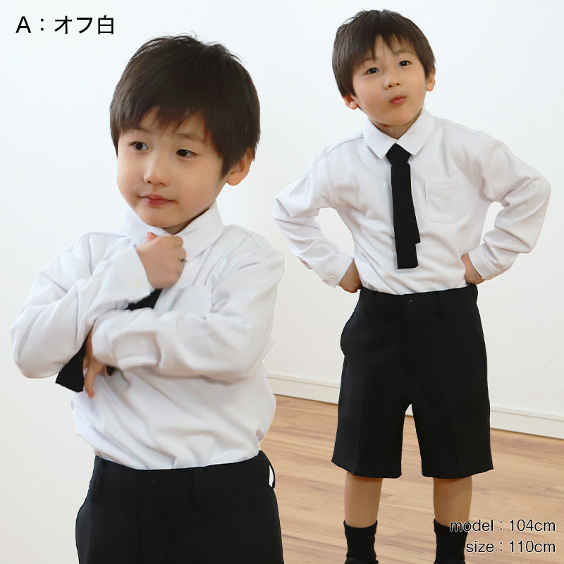 男児半開ポロシャツ ネクタイ付 100cm~130cm (入園 入学 お受験 慶事 学校用 100 110 120 130) (在庫限り)