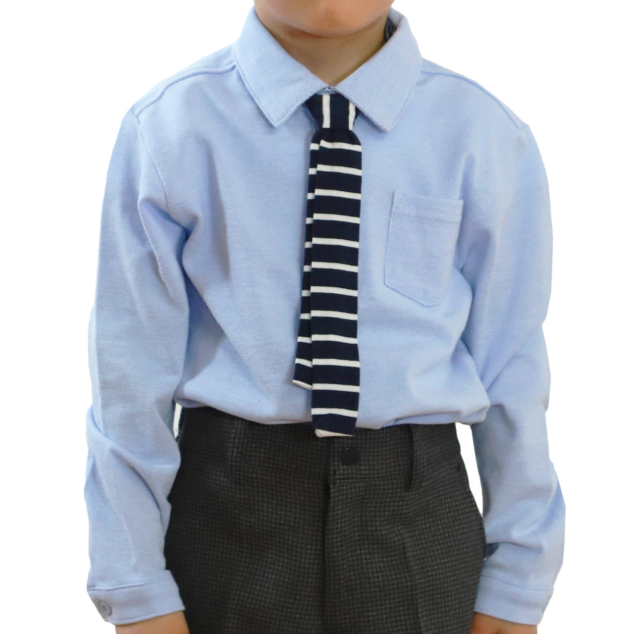 男児半開ポロシャツ ネクタイ付 100cm~130cm (入園 入学 お受験 慶事 学校用 100 110 120 130) (在庫限り)