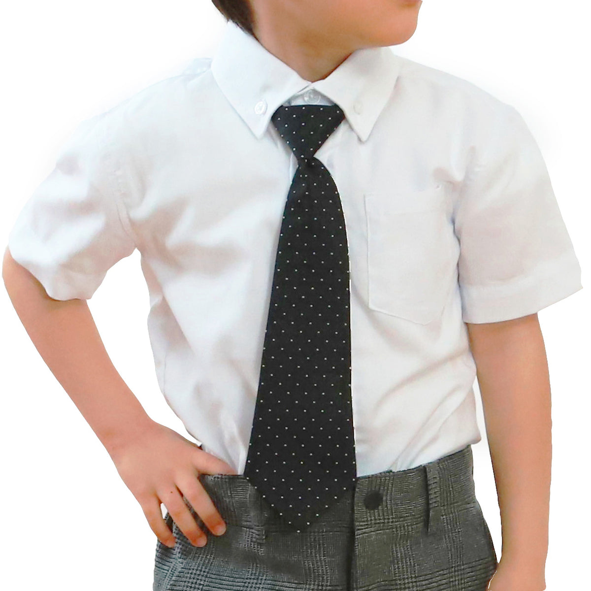 キッズ フォーマル 男の子 半袖 シャツ ネクタイ 付 100cm~130cm 子供 100 110 120 130 入学式 入園式 卒園式 お受験 学校 子供服 小学生