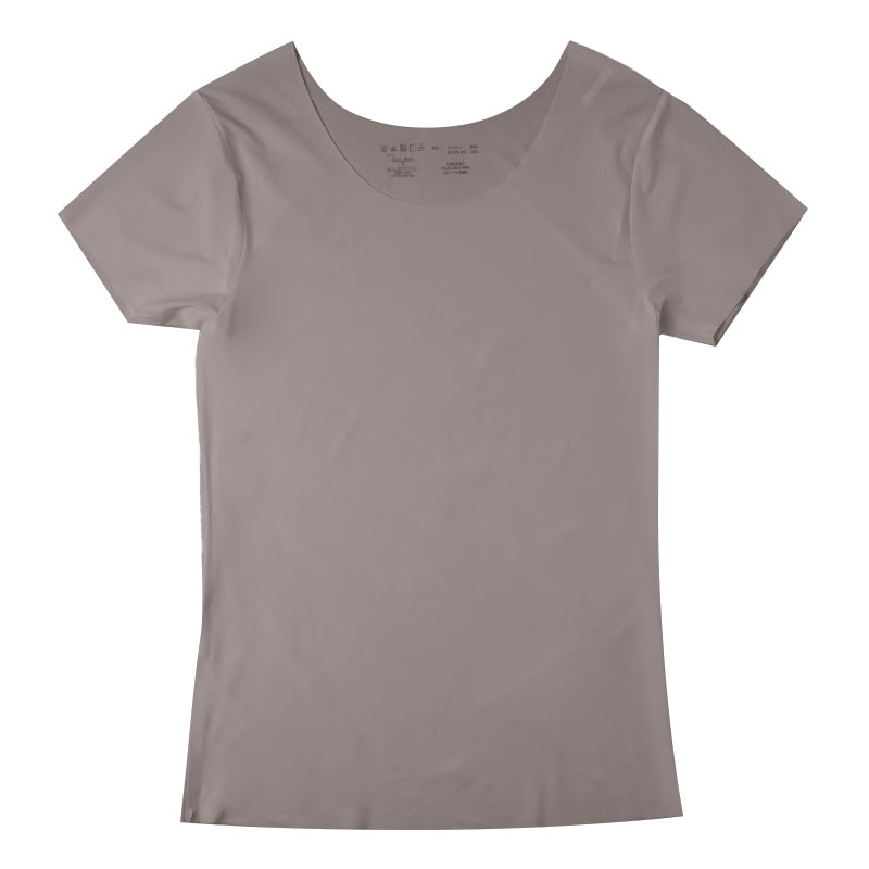 レディース 接触冷感 インナー フリーカット フレンチ袖 ひびきにくい M L LL Tシャツ シャツ 下着 女性用 ストレッチ 無地 シームレス 薄手 涼しい 夏インナー さらさら フィット 重ね着 ベーシック デイリー