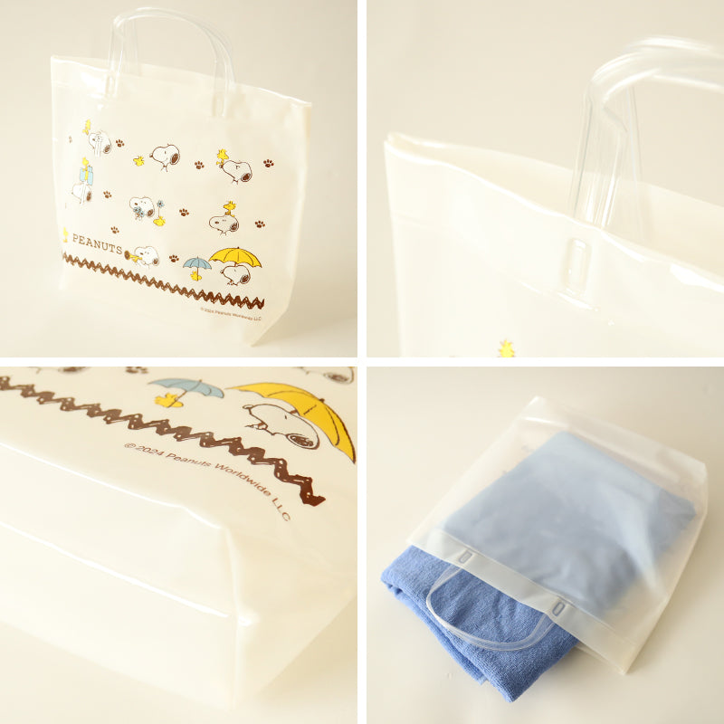 PEANUTS プールバッグ 手提げバッグ スヌーピー ウッドストック 約36×29×10cm ビーチバッグ ビニールバッグ スイムバッグ ショルダー 子供 水泳 水着入れ スポーツ サブバッグ (在庫限り)