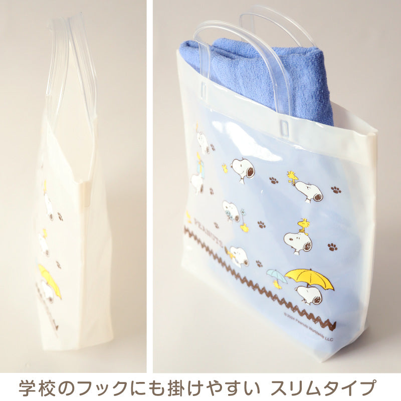 PEANUTS プールバッグ 手提げバッグ スヌーピー ウッドストック 約36×29×10cm ビーチバッグ ビニールバッグ スイムバッグ ショルダー 子供 水泳 水着入れ スポーツ サブバッグ (在庫限り)